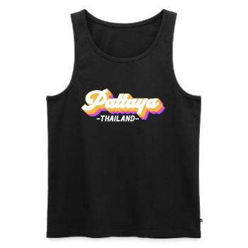 Vintage Holiday Trip Thailand Pattaya - Men's Premium Organic Tank Top - black - Front - Michal (187cm)
