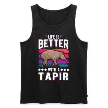 La vie est meilleure avec un Tapir - Débardeur bio Premium Homme - noir - Devant - Michal (187cm)