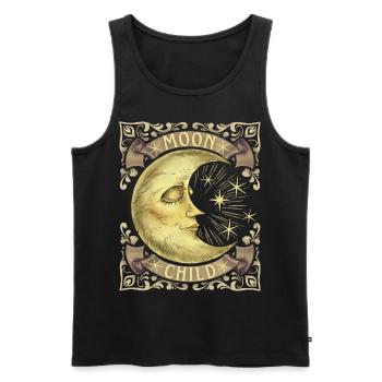 Moon-Child, Crescent, Boho Vintage, Victorian - Men's Premium Organic Tank Top - black - Front - Michal (187cm)