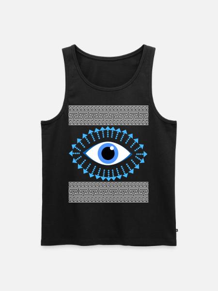 Ancient Greek meandering blue eye - Men's Premium Organic Tank Top - black