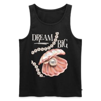 Coquille avec perle, dicton motivant Dream-Big - Débardeur bio Premium Homme - noir - Devant - AI Model Male 178 light (178cm)