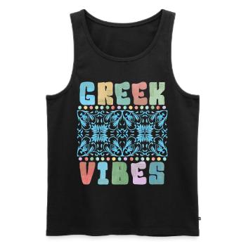 Greece, saying, Greek vibes, ornament - Men's Premium Organic Tank Top - black - Front - AI Model Male 178 light (178cm)
