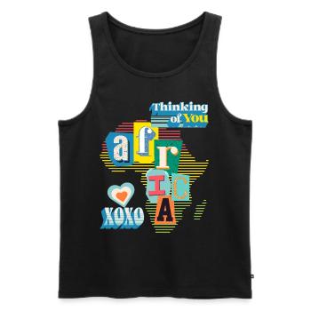 Afrique, Carte, Typographie, Amour Amour - Débardeur bio Premium Homme - noir - Devant - Michal (187cm)