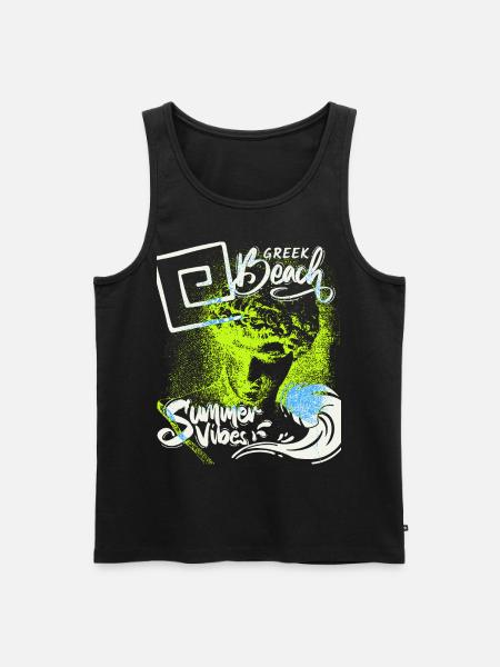 Greece, beach, vacation, Greek summer - Men's Premium Organic Tank Top - black