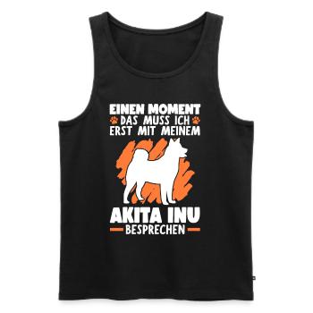 Mit meinem Akita Inu besprechen japanischer Spitz - Männer Premium Bio Tank Top - Schwarz - Vorne - Michal (187cm)