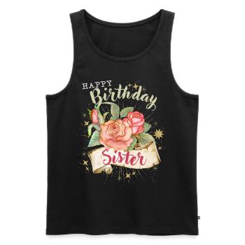 Sœur Sœur Anniversaire Joyeux Anniversaire-Sœur - Débardeur bio Premium Homme - noir - Devant - AI Model Male 178 light (178cm)