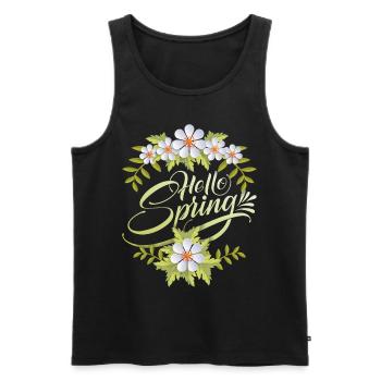 Spring, Saying Hello-Spring, Typography Flowers - Men's Premium Organic Tank Top - black - Front - AI Model Male 178 light (178cm)
