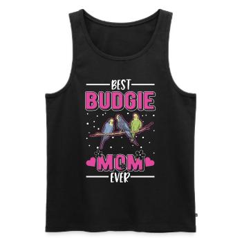 Budgie Mom Welli Parakeet - Men's Premium Organic Tank Top - black - Front - AI Model Male 178 light (178cm)