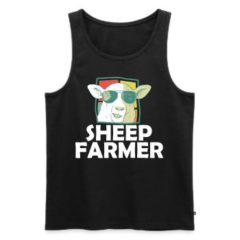 Retro Schaf Bauer Sonnenbrille Landwirtschaft - Männer Premium Bio Tank Top - Schwarz - Vorne - Michal (187cm)