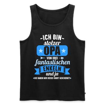stolzer Opa von drei fantastische Enkeln - Männer Premium Bio Tank Top - Schwarz - Vorne - Michal (187cm)