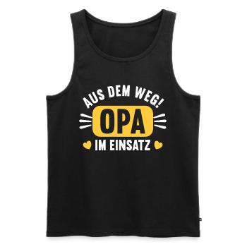Aus dem Weg. Opa im Einsatz. - Männer Premium Bio Tank Top - Schwarz - Vorne - Michal (187cm)