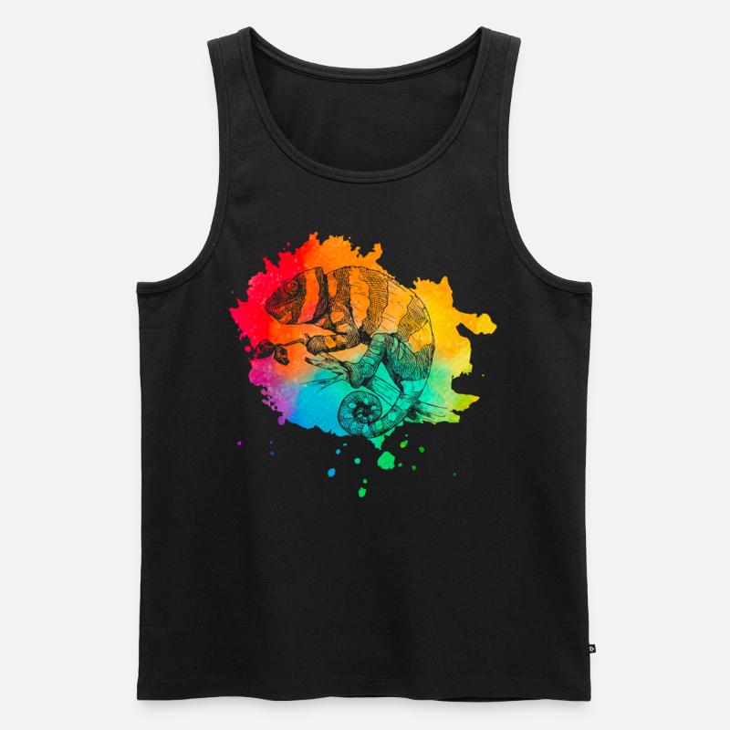 Chamäleon Retro - Männer Premium Bio Tank Top - Schwarz