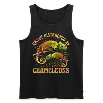 Easily distracted by Chameleons - Men's Premium Organic Tank Top - black - Front - AI Model Male 178 light (178cm)