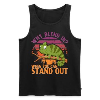 Why blend in? When you can stand out - Männer Premium Bio Tank Top - Schwarz - Vorne - Michal (187cm)