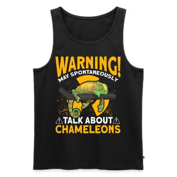 Warning may spontaneously talking about chameleons - Men's Premium Organic Tank Top - black - Front - Michal (187cm)