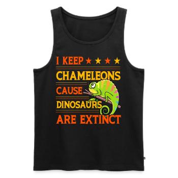 I keep Chameleons cause Dinosaurs are extinct - Männer Premium Bio Tank Top - Schwarz - Vorne - AI Model Male 178 light (178cm)