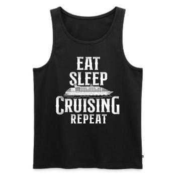 Vacances en bateau de croisière Manger dormir - Débardeur bio Premium Homme - noir - Devant - Michal (187cm)
