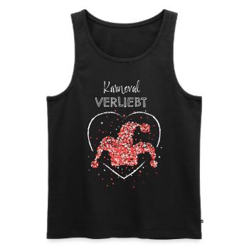 Karnevalf Rot Weiss Fasching 5. Jahreszeit - Männer Premium Bio Tank Top - Schwarz - Vorne - Michal (187cm)