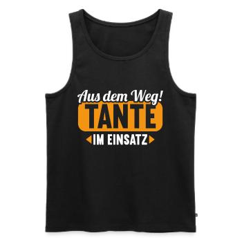 Aus dem Weg. Tante im Einsatz. - Männer Premium Bio Tank Top - Schwarz - Vorne - Michal (187cm)