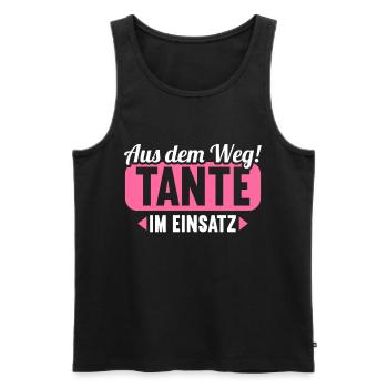 Aus dem Weg. Tante im Einsatz. - Männer Premium Bio Tank Top - Schwarz - Vorne - Michal (187cm)