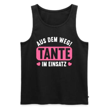 Aus dem Weg. Tante im Einsatz. - Männer Premium Bio Tank Top - Schwarz - Vorne - Michal (187cm)