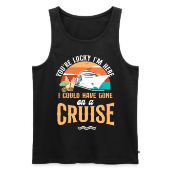 Vacances en bateau de croisière Vous avez de la chance - Débardeur bio Premium Homme - noir - Devant - Michal (187cm)