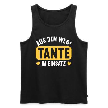 Aus dem Weg. Tante im Einsatz. - Männer Premium Bio Tank Top - Schwarz - Vorne - Michal (187cm)