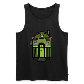 Bauwagen Holz Hütte Haus Wildnis Natur wohnen - Männer Premium Bio Tank Top - Schwarz - Vorne - Michal (187cm)