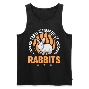 Facilement distrait par Rabbits Rabbit Rabbit - Débardeur bio Premium Homme - noir - Devant - Michal (187cm)