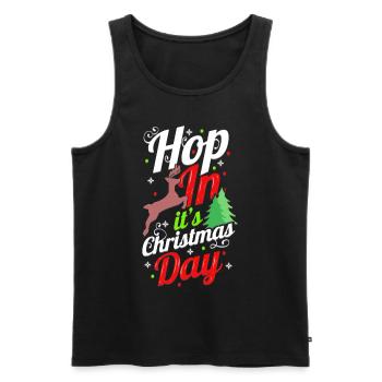Hop In It Est Le jour de Noël Des rennes Noël - Débardeur bio Premium Homme - noir - Devant - AI Model Male 178 light (178cm)