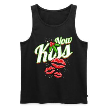 Now Kiss Mistletoe For A Merry Christmas - Männer Premium Bio Tank Top - Schwarz - Vorne - AI Model Male 178 light (178cm)