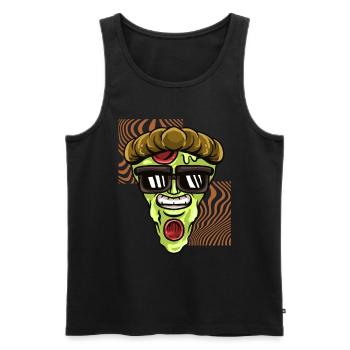 Halloween Kostüm Pizza Spooky Skull Zombie - Männer Premium Bio Tank Top - Schwarz - Vorne - Michal (187cm)