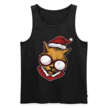Ugly Christmas Sweater Cat - Men's Premium Organic Tank Top - black - Front - AI Model Male 178 light (178cm)