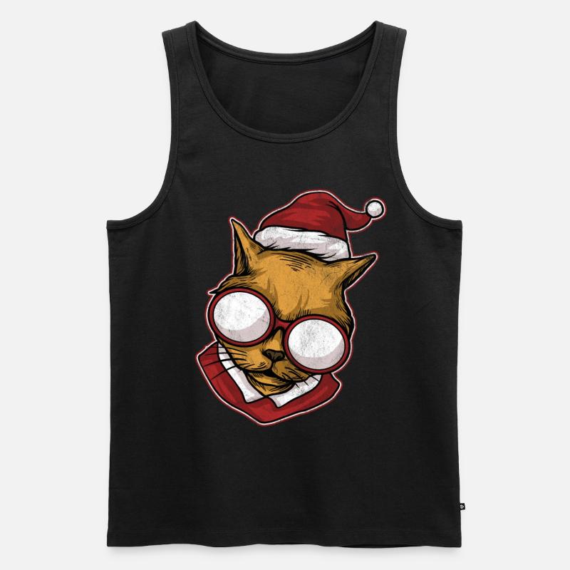 Ugly Christmas Sweater Katze - Männer Premium Bio Tank Top - Schwarz
