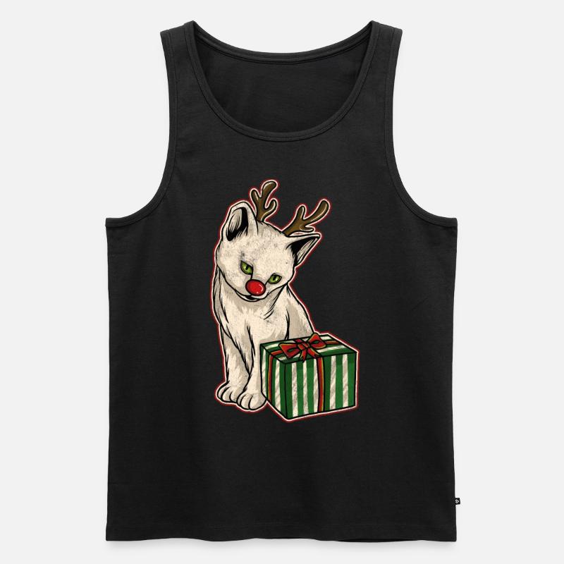 Ugly Christmas Sweater Katze - Männer Premium Bio Tank Top - Schwarz