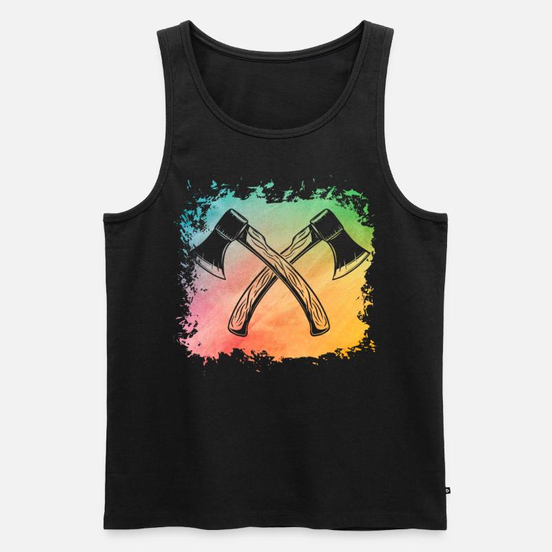 Axtwerfen Retro - Männer Premium Bio Tank Top - Schwarz