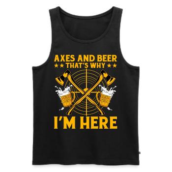 Axes et bière c’est pourquoi je suis ici - Débardeur bio Premium Homme - noir - Devant - Michal (187cm)