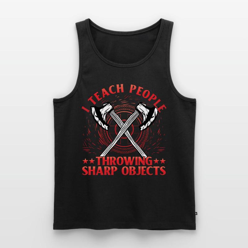 I teach people throwing Sharp Objects Axe Throwing Männer Premium Bio Tank Top