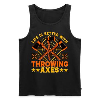 Life is better with Throwing Axes - Männer Premium Bio Tank Top - Schwarz - Vorne - Michal (187cm)