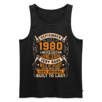 Birthday Legends 100% Original September 1980 - Männer Premium Bio Tank Top - Schwarz - Vorne - Michal (187cm)