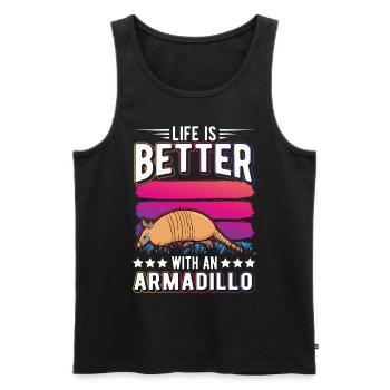 Life is better with an Armadillo Gürteltier - Men's Premium Organic Tank Top - black - Front - AI Model Male 178 light (178cm)