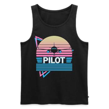 Pilot Airplane Aviator Aviation Retro - Men's Premium Organic Tank Top - black - Front - AI Model Male 178 light (178cm)