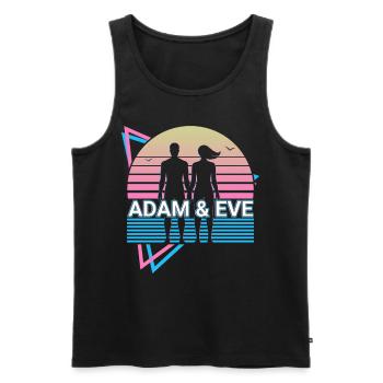 Adam et Eve Christianisme Rétro - Débardeur bio Premium Homme - noir - Devant - AI Model Male 178 light (178cm)