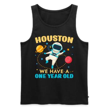 Houston Wir haben ein 1 Jahr altes 1st Birthday Bd - Männer Premium Bio Tank Top - Schwarz - Vorne - AI Model Male 178 light (178cm)