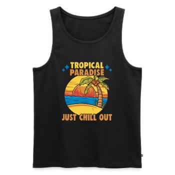 Strandurlaub am Meer Design Strandmotiv - Männer Premium Bio Tank Top - Schwarz - Vorne - Michal (187cm)