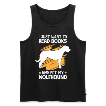 Bücher lesen und Irischer Wolfshund streicheln - Männer Premium Bio Tank Top - Schwarz - Vorne - AI Model Male 178 light (178cm)