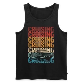 Croisière Vacances Rétro Vintage - Débardeur bio Premium Homme - noir - Devant - Michal (187cm)