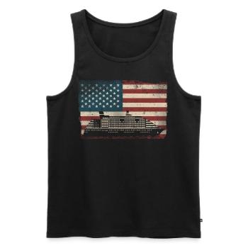 Bateau de croisière Vacances Pavillon américain - Débardeur bio Premium Homme - noir - Devant - Michal (187cm)