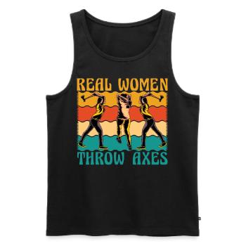 Real Women throws Axes - Männer Premium Bio Tank Top - Schwarz - Vorne - Michal (187cm)