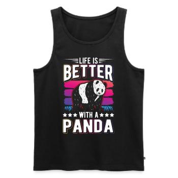 Life is better with a Panda - Men's Premium Organic Tank Top - black - Front - Michal (187cm)